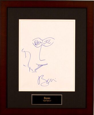 Charity Auction Items - Autographed 11×14 Celebrity Sketches - Bono Sketch
