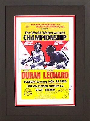 Charity Auction Items - Autographed Championship Boxing Posters - Duran Leonard