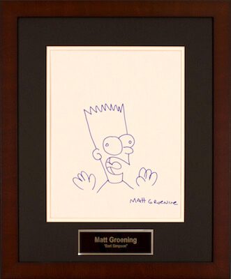 Charity Auction Items - Autographed 11×14 Celebrity Sketches - Matt Groening Bart Simpson Sketch