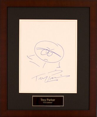 Charity Auction Items - Autographed 11×14 Celebrity Sketches - Trey Parker Eric Cartman Sketch